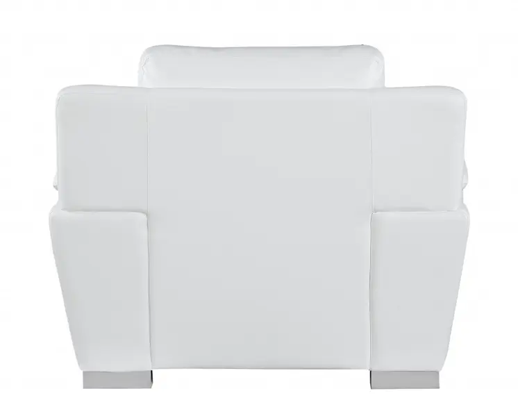 48" White And Silver Leather Match Club Chair