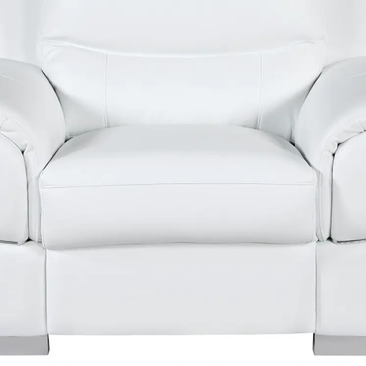 48" White And Silver Leather Match Club Chair