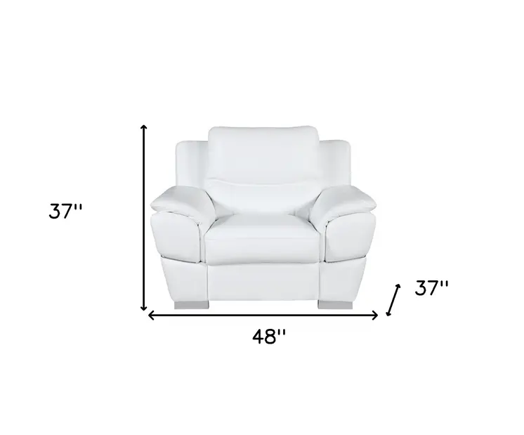 48" White And Silver Leather Match Club Chair