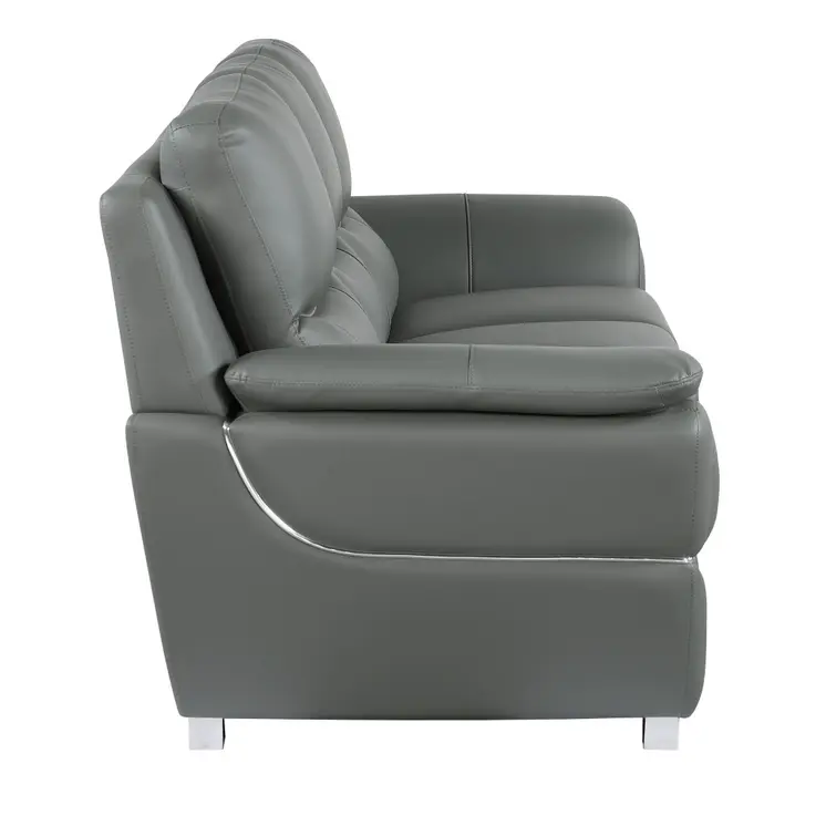48" Gray And Silver Leather Match Club Chair