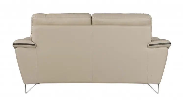 69" Beige And Silver Faux Leather Love Seat