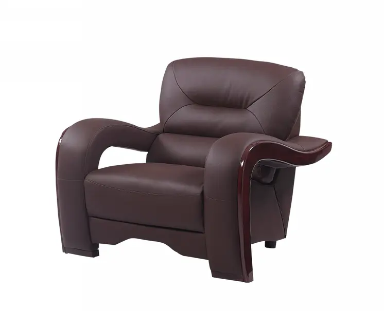39" Brown Genuine Leather Arm Chair