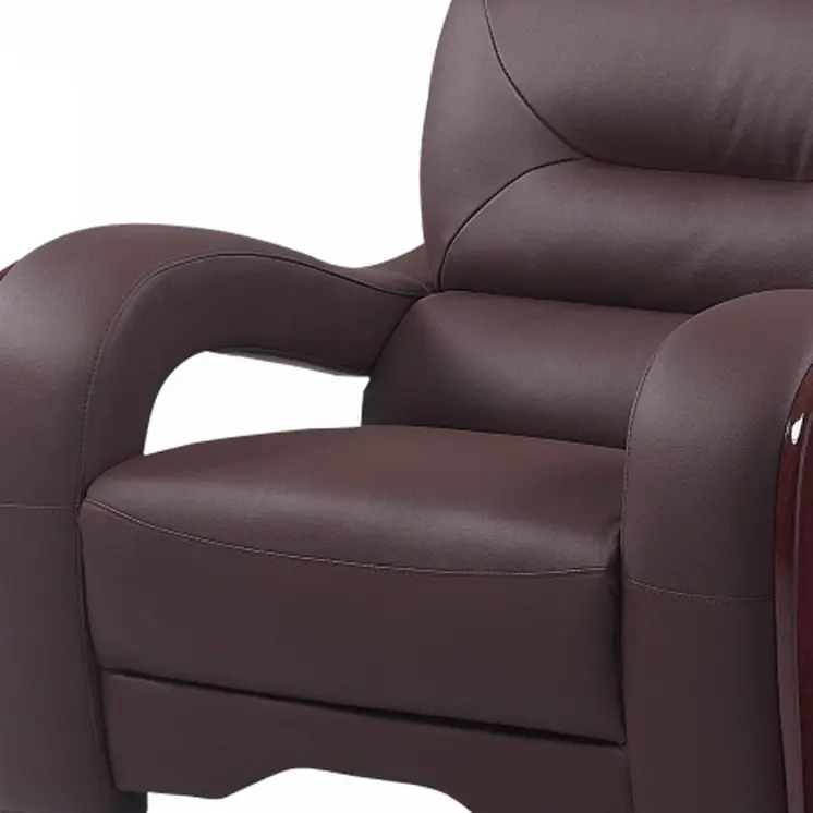 39" Brown Genuine Leather Arm Chair