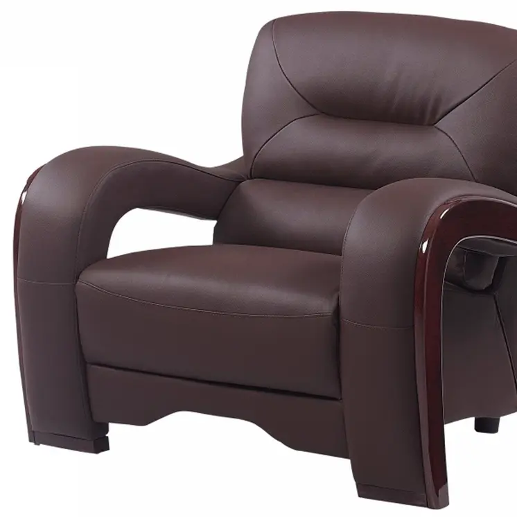 39" Brown Genuine Leather Arm Chair