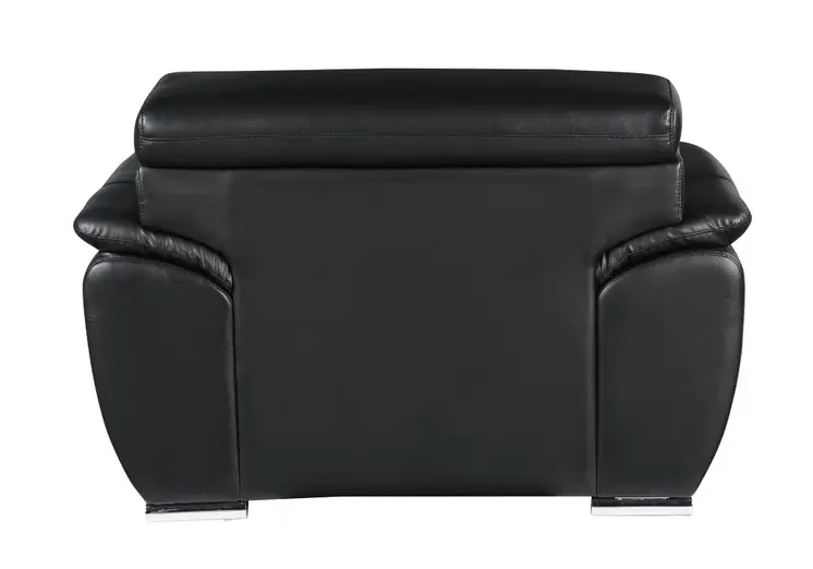 38" Black And White Genuine Leather Chair and a Half