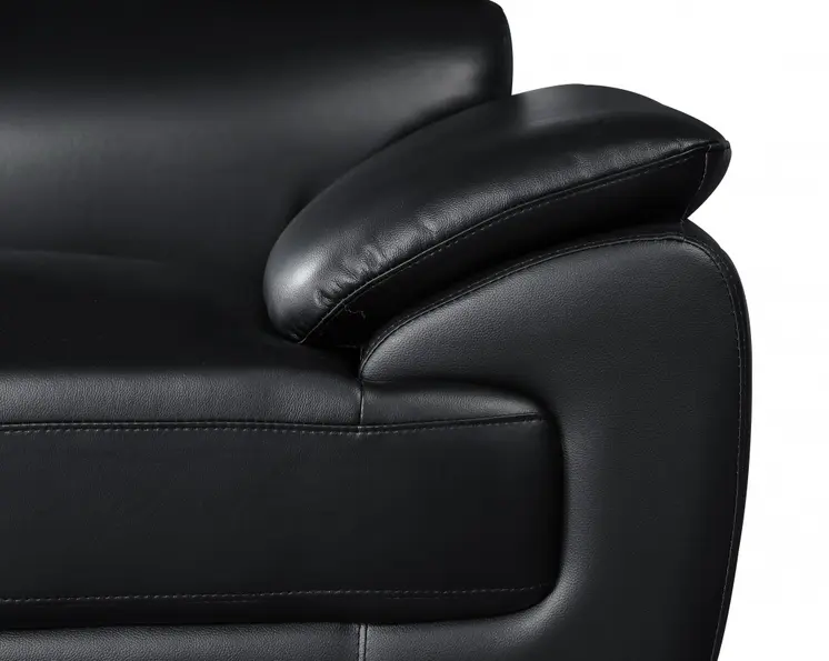 38" Black And White Genuine Leather Chair and a Half