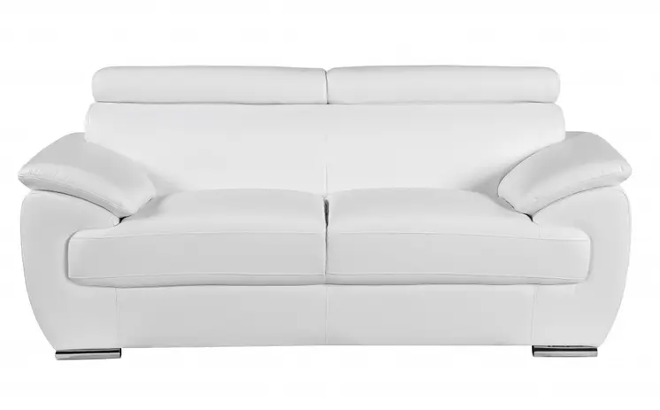69" White And Silver Faux Leather Loveseat