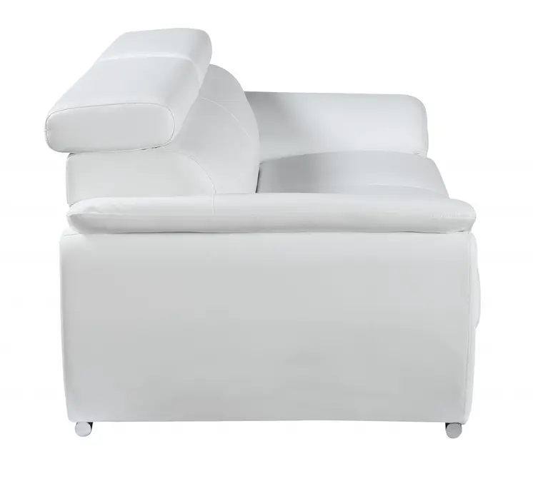 69" White And Silver Faux Leather Loveseat