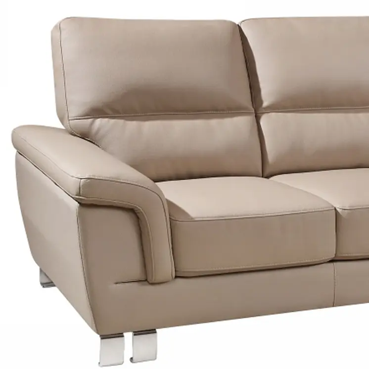 64" Beige And Silver Faux Leather Love Seat