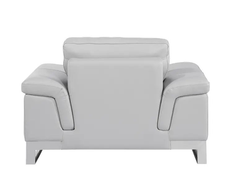 49" Dark Gray And Silver Genuine Leather Arm Chair