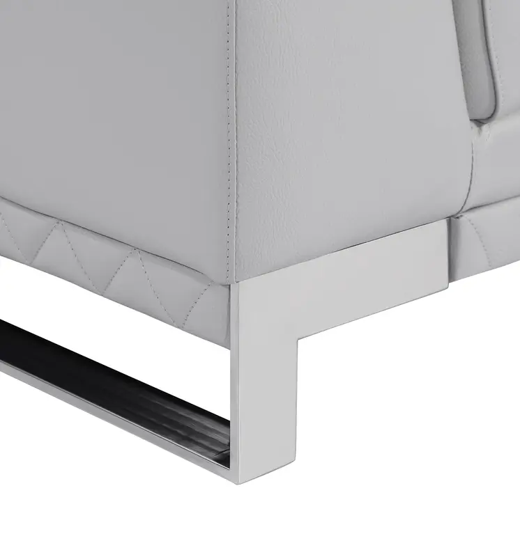 49" Dark Gray And Silver Genuine Leather Arm Chair