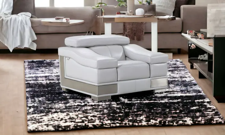 49" Gray Genuine Leather Arm Chair