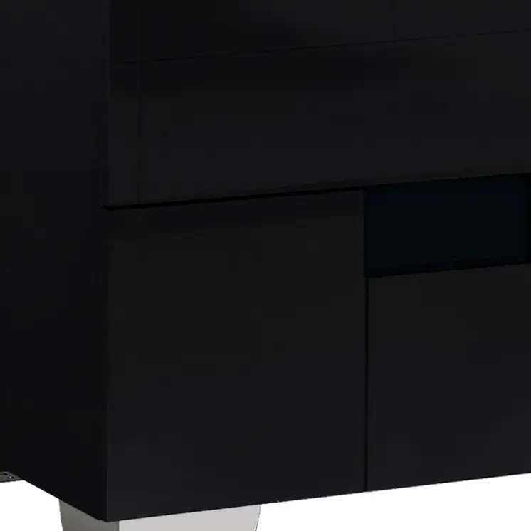 18" Black Wood And Mirrored Glass Two Drawer Nightstand