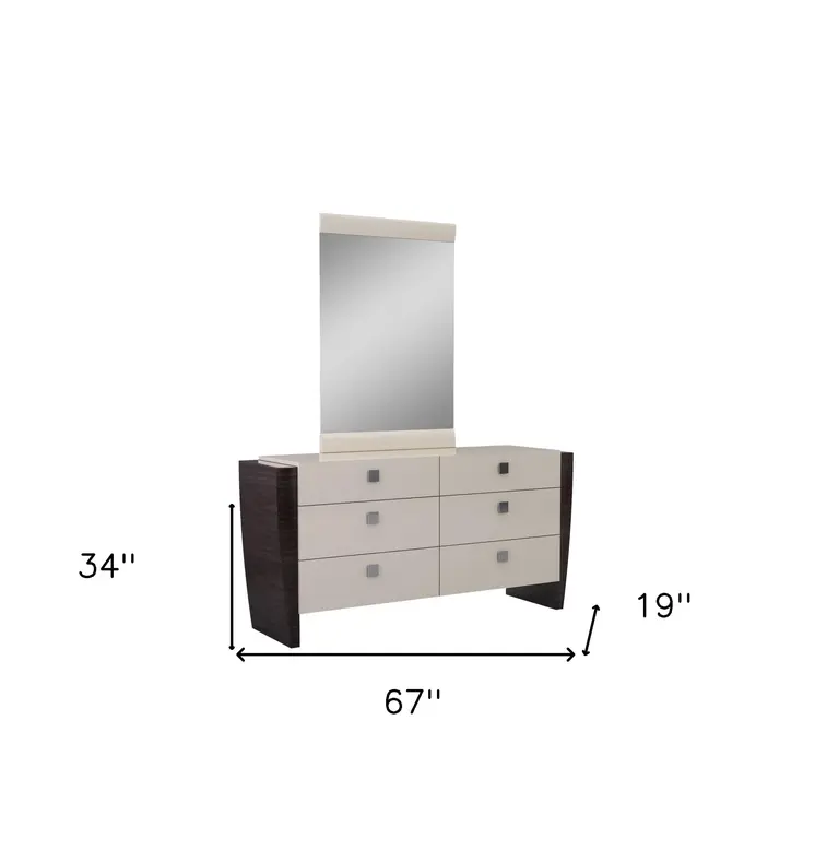 34" Refined Beige High Gloss Dresser