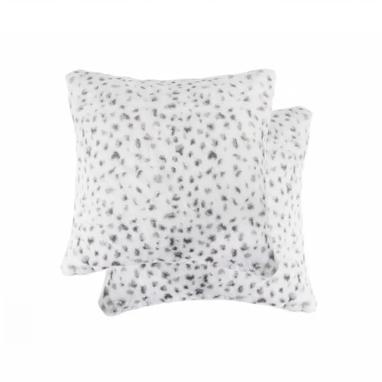 Set of Two 18" Brown and White Faux Fur Throw Pillow
