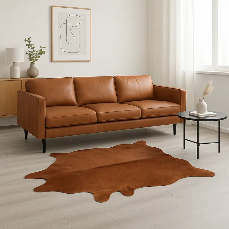 6' X 7' Brown Cowhide Area Rug