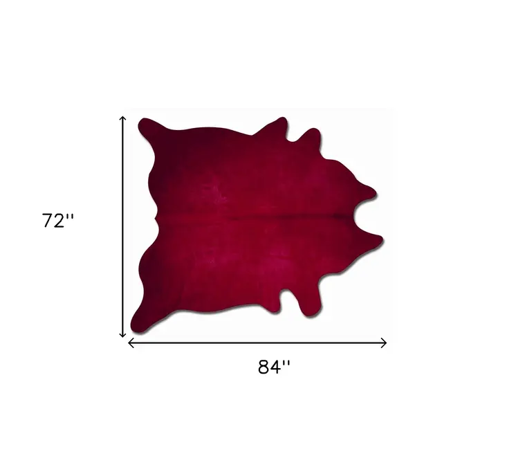 6' X 7' Burgundy Cowhide Area Rug