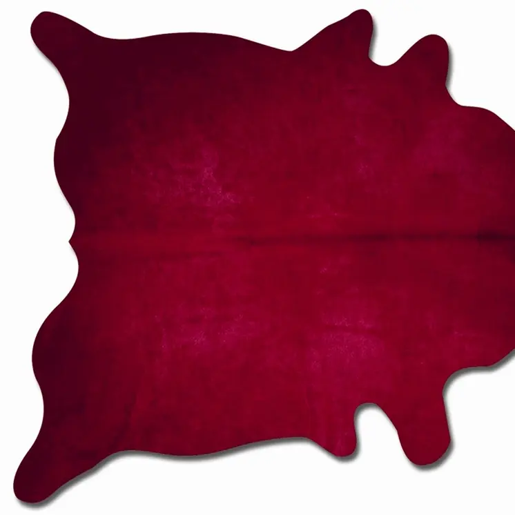 6' X 7' Burgundy Cowhide Area Rug