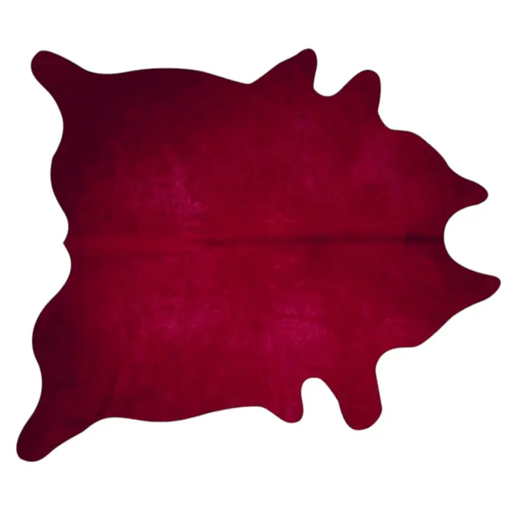 6' X 7' Burgundy Cowhide Area Rug