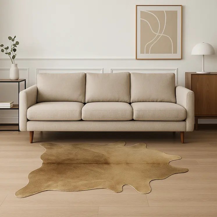 6' X 7' Gold Cowhide Cowhide Print Area Rug