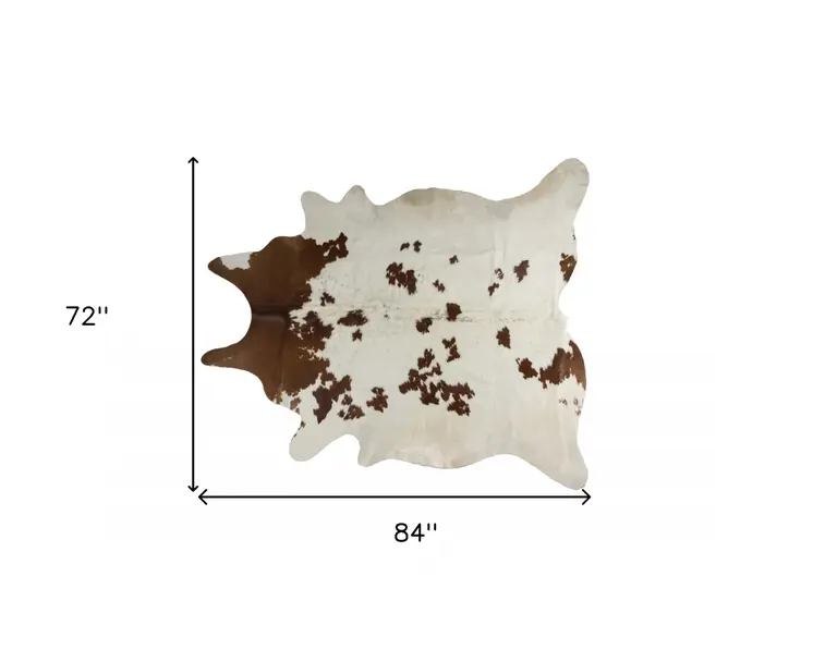6' X 7' Brown And White Cowhide Area Rug