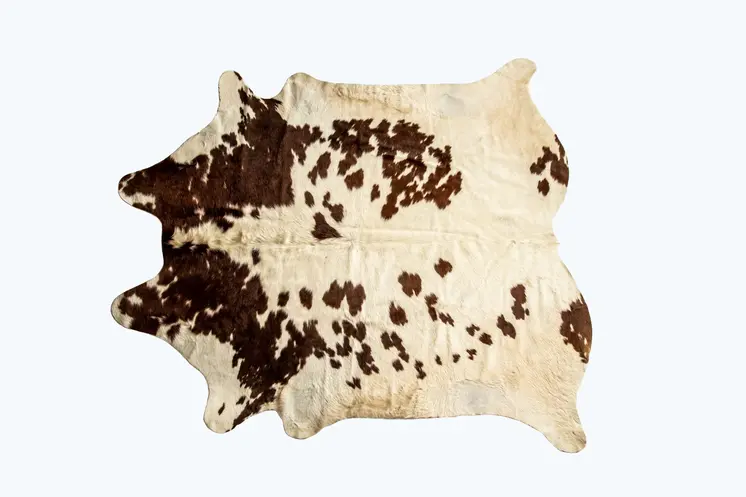 6' X 7' Brown And White Cowhide Cowhide Print Area Rug