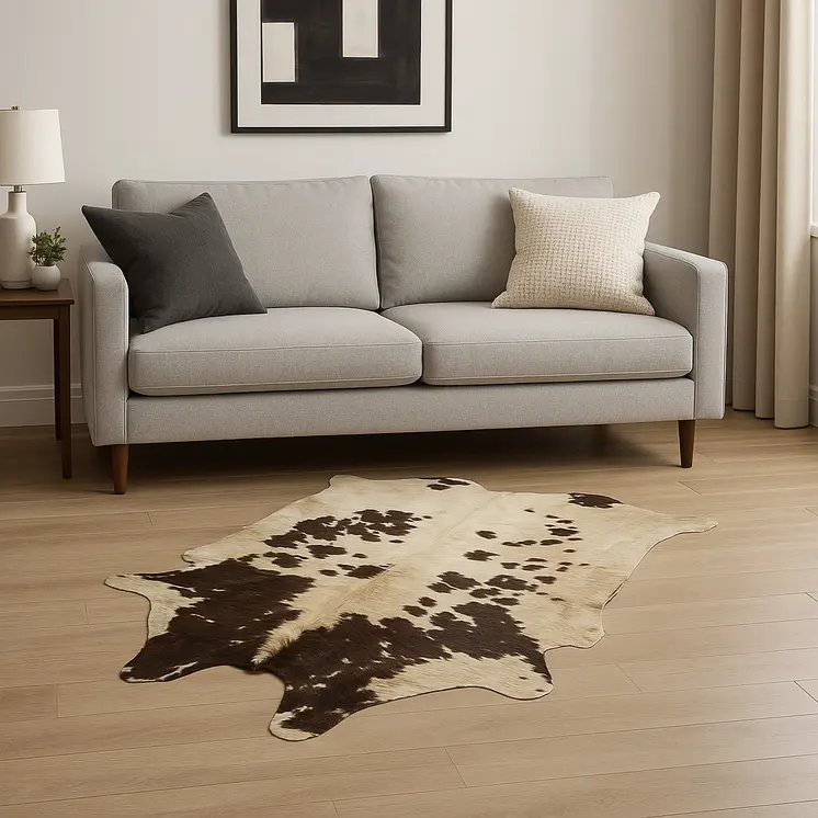 6' X 7' Brown And White Cowhide Handmade Area Rug