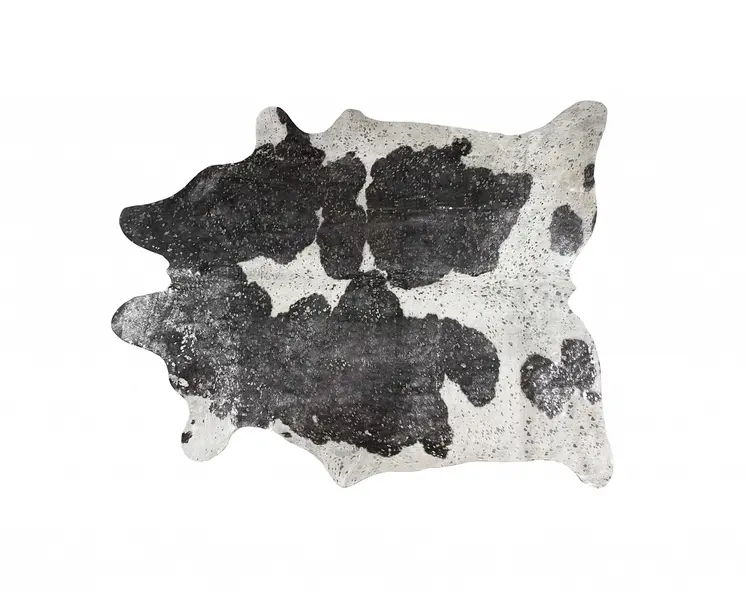 6' X 7' Black And Silver Cowhide Cowhide Print Area Rug