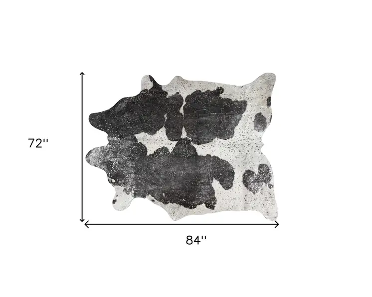 6' X 7' Black And Silver Cowhide Cowhide Print Area Rug