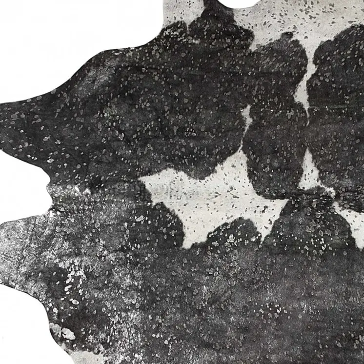 6' X 7' Black And Silver Cowhide Cowhide Print Area Rug