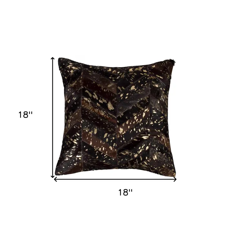 18" X 18" X 5" Chocolate And Gold  Pillow