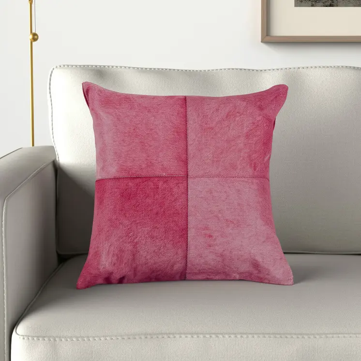 18" Fuchsia Cowhide Throw Pillow