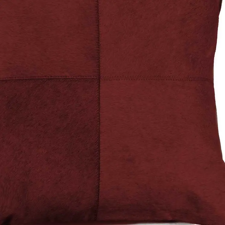 18" Wine Cowhide Throw Pillow