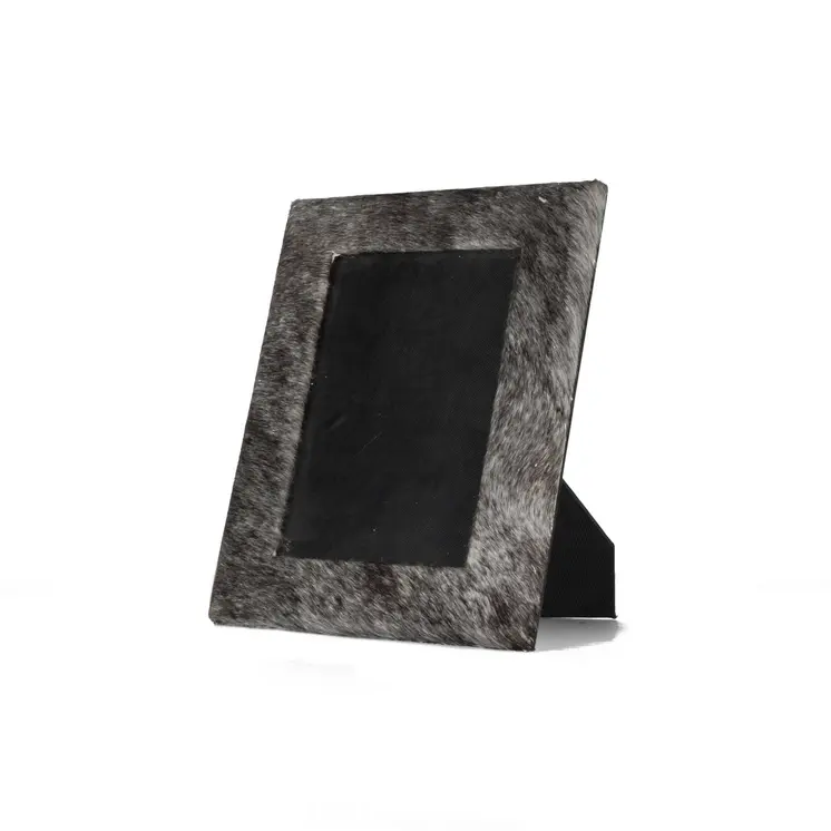 4" x 6" Gray Cowhide Tabletop Picture Frame with Mat