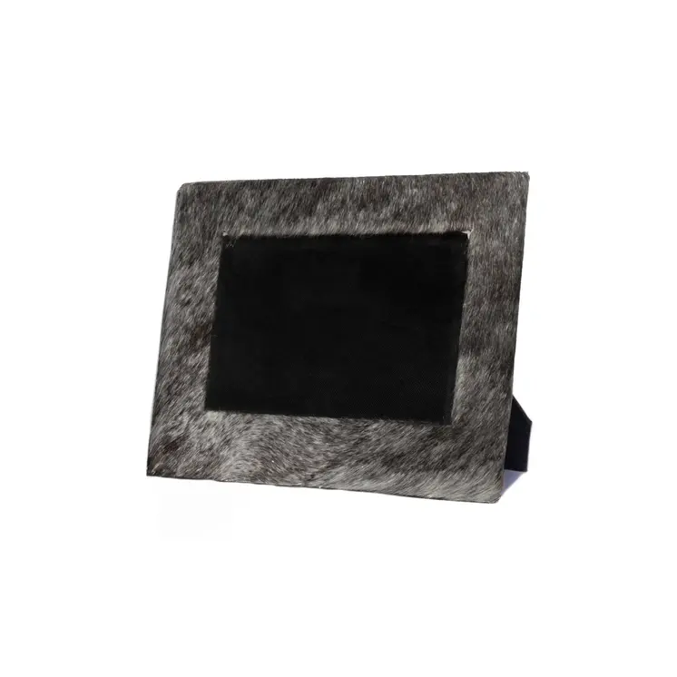 4" x 6" Gray Cowhide Tabletop Picture Frame with Mat