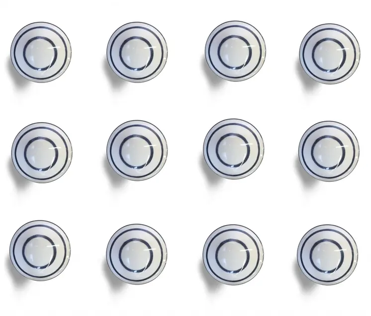 Set of Twelve White and Black Ceramic Drawer Pull Knobs
