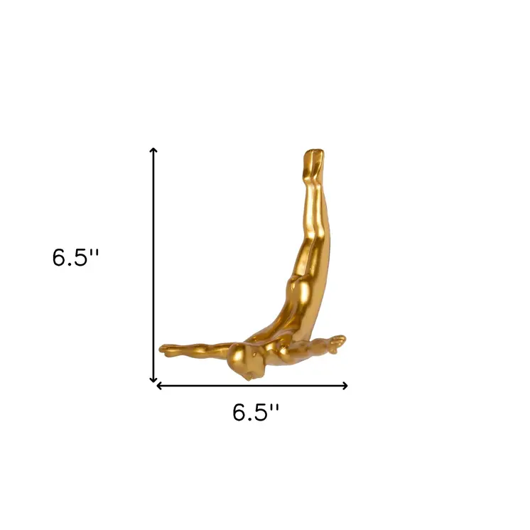 7" X 7" Gold Resin Diving Man Hanging Dimensional Sculpture