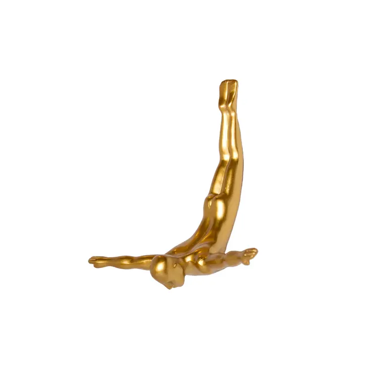 7" X 7" Gold Resin Diving Man Hanging Dimensional Sculpture