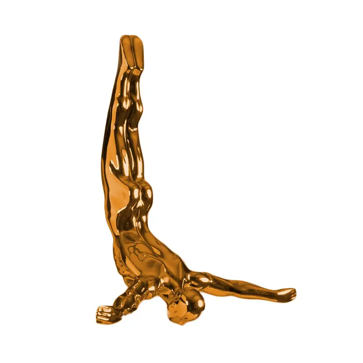 7" X 7" Gold Resin Diving Man Hanging Dimensional Sculpture