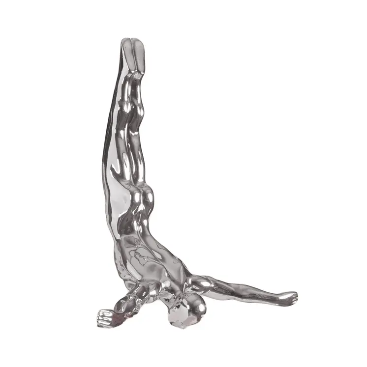 7" X 7" Silver Resin Diving Man Hanging Dimensional Sculpture