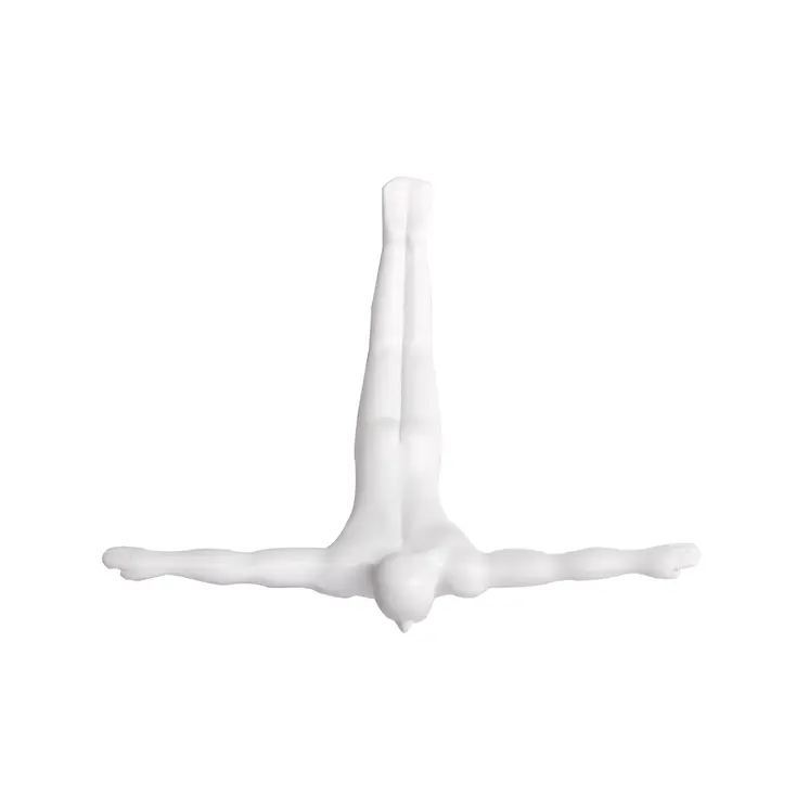 7" X 7" White Resin Diving Man Hanging Dimensional Sculpture