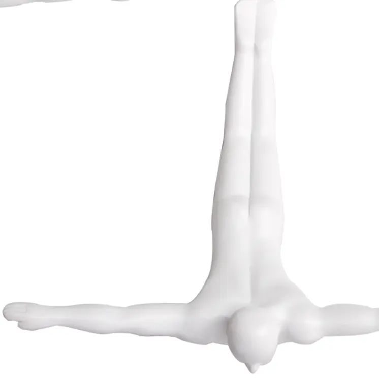 Set of Three White Resin Diving Man Hanging Dimensional Sculpture