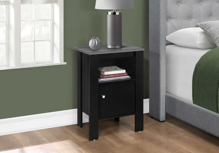 24" Black Wood Nightstand