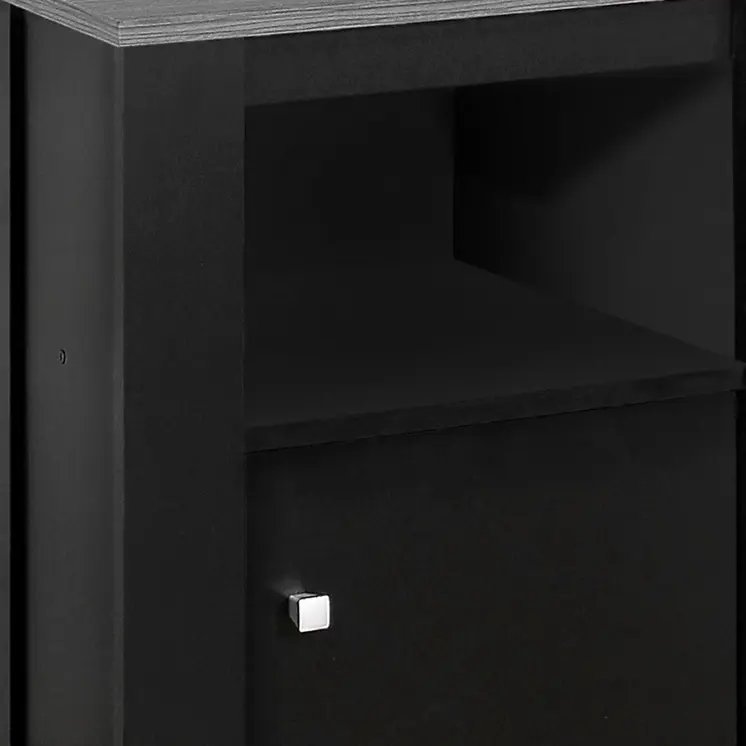 24" Black Wood Nightstand