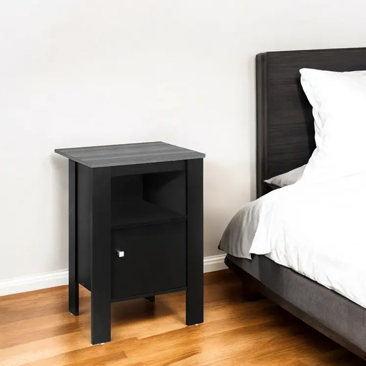 24" Black Wood Nightstand