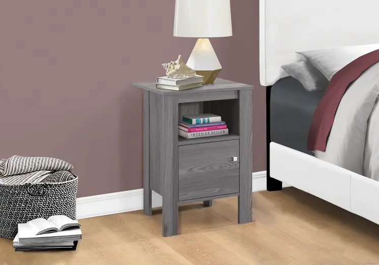 24" Gray Wood End Table With Shelf