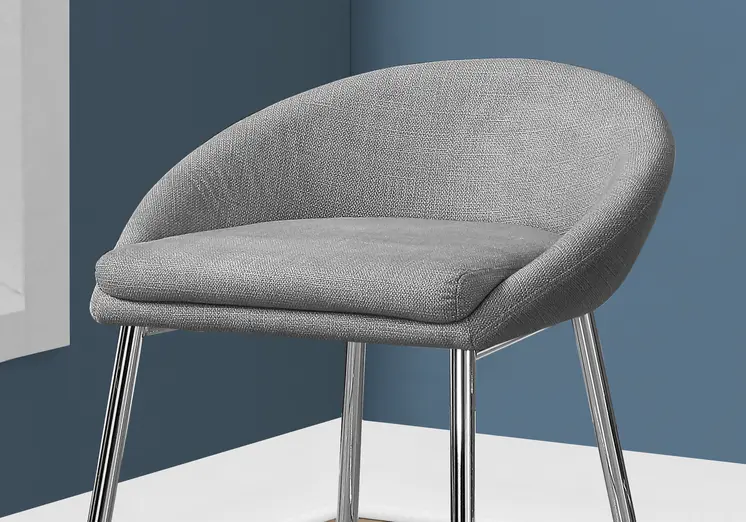 Set of Two 24" Gray and Silver Metal Low Back Bar Chairs