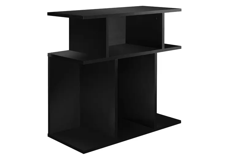 24" Black Wood End Table With Six Open Shelves
