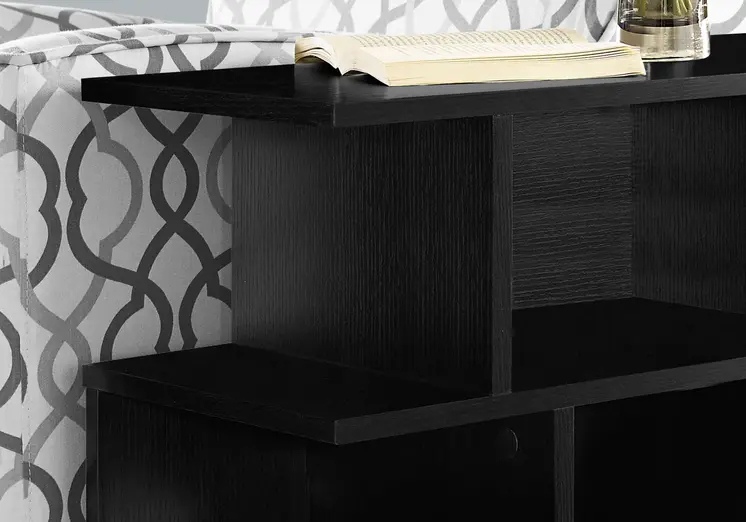 24" Black Wood End Table With Six Open Shelves