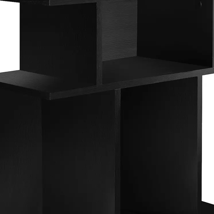 24" Black Wood End Table With Six Open Shelves